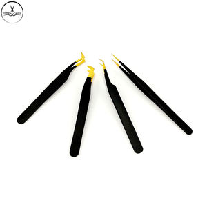 สีดำที่มีปลายทองสแตนเลสแหนบขนตาที่กำหนดเองชื่อแบรนด์และการบรรจุขายส่งที่มีคุณภาพระดับมืออาชีพขนตา - Product Image 6