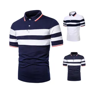 Mode Dragen Mannen Polo Shirt Drie Kleur Streep Bijpassende Korte Mouw Met Cross Revers Shirts