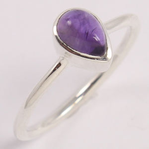 Magnifique bague en pierre précieuse améthyste avec forme de poire à facettes coupe 925 bague de réglage de lunette en argent sterling bijoux fins en argent - Product Image 1