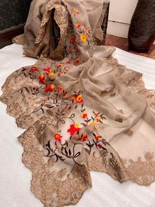 Confezione di abiti da festa in Organza di raso stampato con camicetta sari grossista in surat in <span class=keywords><strong>bazar</strong></span> online - Product Image 2