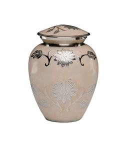 Pleasant Structured Silver Floral Design Cremation Urn Metallic Human <b>Ashes</b> Contaioner Premium Pure <b>Keepsake</b> Urn - Product Image 1