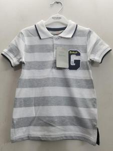 Vêtements de qualité supérieure, étiquettes de marque, polos pour garçons à manches courtes, été, décontractés, coton, séchage rapide, teinture en pièce, rayé blanc gris - Product Image 5