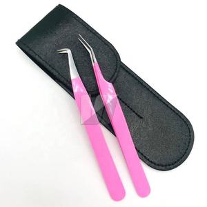 Pinzas de extensión de pestañas de acero inoxidable japonés rosa de alta calidad, logotipo personalizado, Punta puntiaguda, producto sostenible - Product Image 6