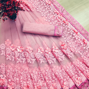 Indien Katan Saree dernier concepteur fête porter mariage dames femmes porter Georgette soie broderie travail Sari avec chemisier Apparelgarment - Product Image 1