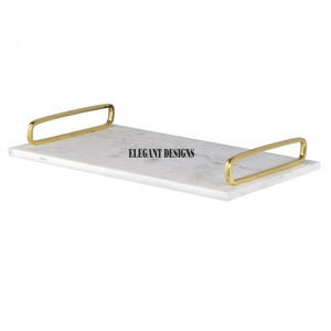 Bandeja de servicio de mármol de diseño tradicional de calidad superior Plato de servicio decorativo Artículos de hotel y restaurante Bandeja de servicio de mármol - Product Image 4