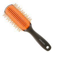 Brosse à cheveux TONG FONG Flow Styler 9 rangées, professionnelle pour salon, coussin en nylon, poignée en plastique TPE, modèle 1H125, noir/métallisé