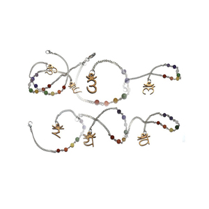 Seven Chakra Sanskrit Symbols Pendulum Chain Set Agate Export Cord-027 - Product Image 1