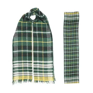 Most Selling Premium Quality Multicolor 100% Cashmere Green Check Scarf Buy from Leading At Affordable Price