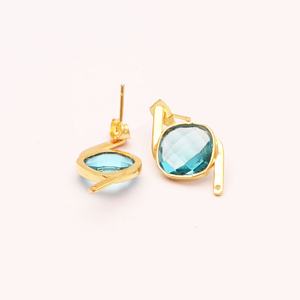 Pendientes de tuerca chapados en oro hechos a mano para mujer, último diseño, piedras preciosas de Topacio Azul, joyería de moda con hallazgos de estilo Charm - Product Image 2