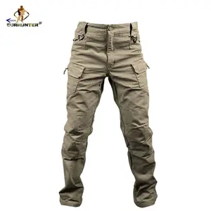 Wholesale Men&#39;s Trousers Work Outdoor Techwear Pocket Uniform Tactical Cargo Pants Combat Trousers Custom Hiking Khaki Woven