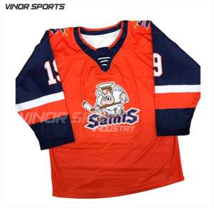 Camiseta de Hockey sobre hielo con sublimación, diseño personalizado, barata, 100 poliéster, bordado, Unisex, OEM, personalizado - Product Image 6