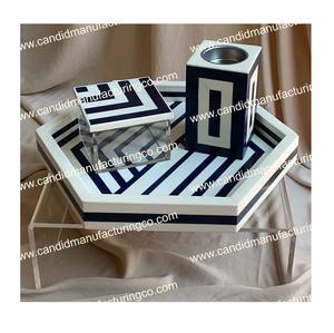 Latest <b>Bone</b> Inlay Tray Set with Bakhoor Burner Mubkhar Resin and Plastic Set for Ramadan Gift - Product Image 1