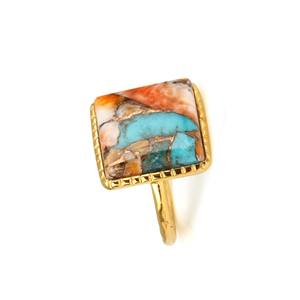 Best Selling 12mm Mohave Spiny Oyster Copper <b>Turquoise</b> Gemstone Bezel Designer <b>Ring</b> Women 925 Sterling Silver Fine Jewelry Party - Product Image 3
