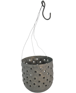 GRAY <b>TEALIGHT</b> HOLDER METAL ROUND VOTIVE T-LIGHT HOLDER ZINC NTIUE WITH HANGING WIRE VOTIVE CANDLE HOLDER - Product Image 1