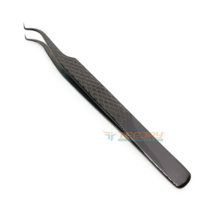 Pinzas Antimagnéticas de Acero Inoxidable TEEJAY ELT-429 con Punta Lisa de 10 mm de Longitud y Agarre de Diamante para Extensiones de Pestañas de Volumen - Product Image 1