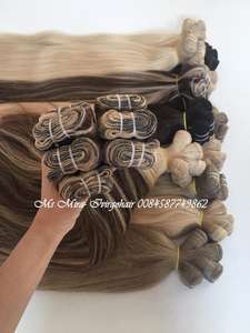 Extensión de cabello liso sedoso Camboyano con cutículas completas de doble trama hecha a máquina Tejido de cabello humano Rubio - Product Image 3