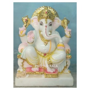 White Gorgeous Marble Handmade Ganesh Statue - Product Image 1