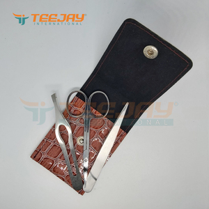 Pincettes ciseaux à sourcils, kit pour sourcils, avec pochette Crocodile marron libre, emballage de couleur personnalisée et logo, nouvelle collection - Product Image 5