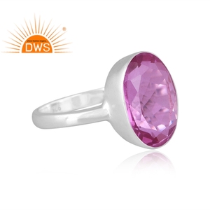 925 Fine Sterling silver natural Doublet Kunzite <b>Quartz</b> gemstone stackable <b>ring</b> jewelry manufacturer - Product Image 3