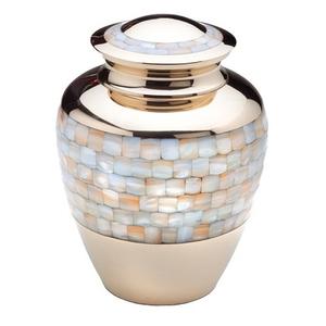 Urnas de cremación para adultos de entierro de latón, diseños de flores y hojas, último diseño único para urnas de cenizas para adultos en color blanquecino - Product Image 3