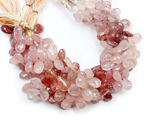 Cuentas sueltas con forma de pera facetada de cuarzo fresa Natural 8x12MM a 9x16MM piedras preciosas de alta calidad para joyería 9 pulgadas - Product Image 5