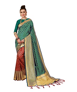 Nouveau Look le plus attrayant Banarasi soie Saree avec chemisier pièce femmes indiennes portent Sari pas cher bas prix en gros Surat Apparelgarment - Product Image 1