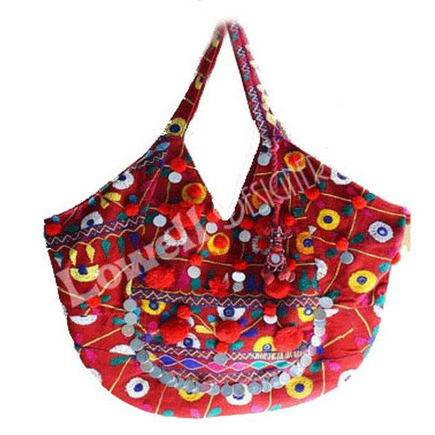 Borsa tote etnica tribale banjara con monete etniche|