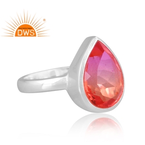 925 Fine Sterling Silver Natural Bio Pink Doublet <b>Quartz</b> Gemstone Stackable <b>Ring</b> Jewelry Manufacturer - Product Image 2