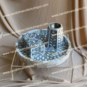 ชุดถาดไข่มุกแม่ของอินเดียพร้อมกล่องและเตางานฝีมือธรรมชาติที่เก็บเครื่องเพชรพลอยฟรีของขวัญ - Product Image 2