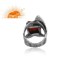 Anillo de Plata de Ley 925 con piedras preciosas de cristal, joyería Bohemia oxidada - Product Image 4