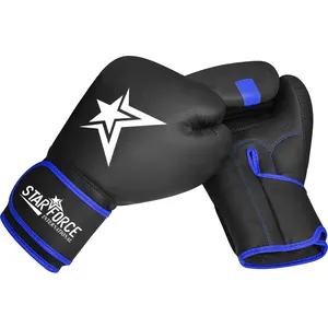 Fashion PU Leather Boxing Gloves for Training Martial Arts New Black Red OEM Logo Thai Color Material Adults People Origin Type