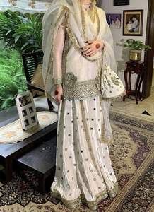 Elegante vestido largo Lehenga adornado cuentas de cristal Dabka bordado encaje Natural para fiestas bodas 2022 - Product Image 2