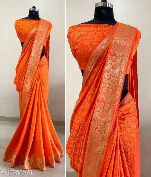 Orange Farbe Typ bunt gemacht von weichen Banarasi Maschinen webstoffen, die Frauen Damen mit Blusen einen erstaunlichen Look verleihen