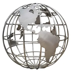 Large Outdoor Garden Decorative World Globe Sculpture Large Metal Crafts Ball Sphere Stainless Steel Globe Sculpture