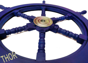 24" Nautical <b>Ship</b> <b>Wheels</b> Blue Wooden <b>Ship</b> <b>Wheel</b> Boat Item Rustic Country Decor Wall Hanging Farmhouse Decor - Product Image 6