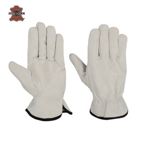 Gants en cuir de vachette gants en cuir de chèvre conducteurs doigts complets gants à double paume gants de conducteur jaune - Product Image 4