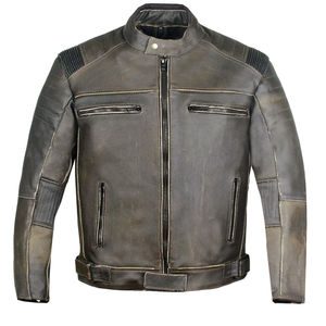 Veste de motard pour hommes, en cuir de vache gris Antique, à fermeture éclair, de haute qualité, disponible en toutes les couleurs - Product Image 1