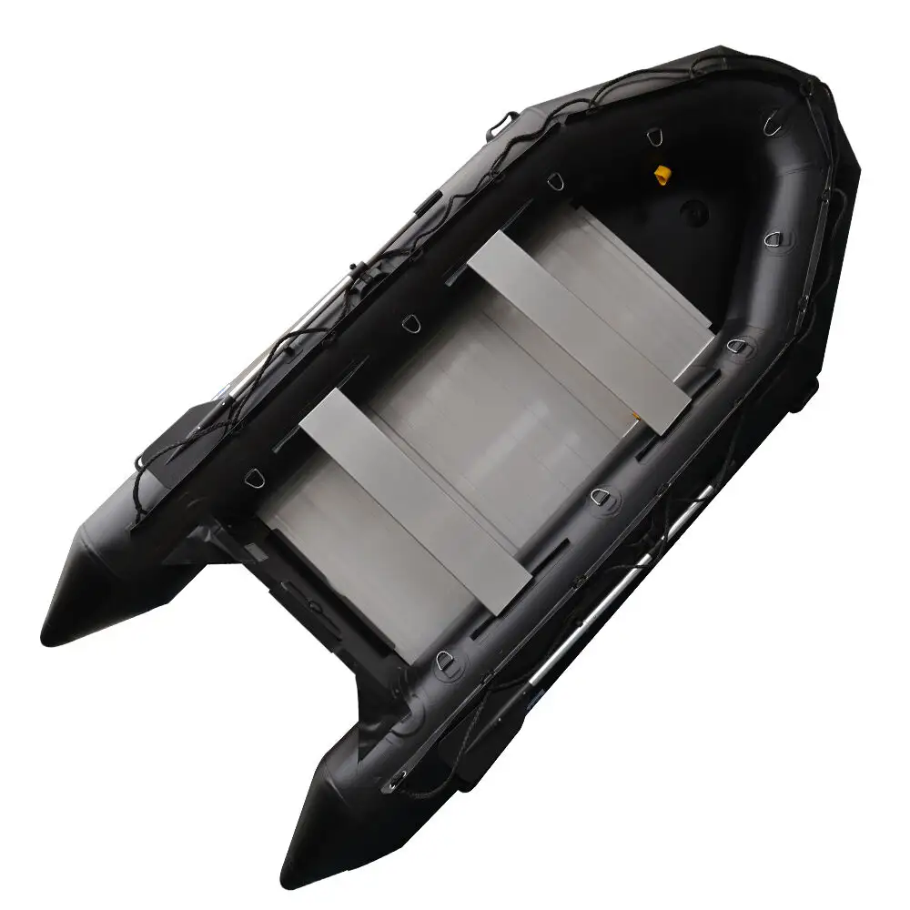 नई शर्त एल्यूमीनियम मंजिल काले 1.2mm पीवीसी 12.5 फुट Inflatable नाव Inflatable बचाव और गोता नाव बेड़ा