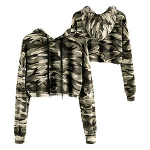 Sudadera corta con capucha para mujer, ropa de cuello redondo con logotipo bordado personalizado, jersey de alta calidad - Product Image 4