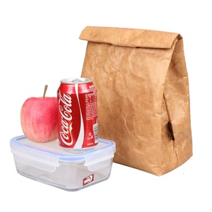 Sac à Lunch réutilisable avec Logo personnalisé, fourre-tout en papier Kraft - Product Image 2