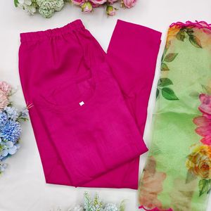 ชุดสูทสำหรับผู้หญิง,ชุดสูท Anarkali Plzo พร้อมงานปักผ้าออร์แกนซ่า Duppato Kurti สีชมพูยอดนิยม - Product Image 4