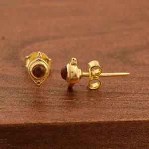 925สเตอร์ลิงสีเหลืองทองชุบดีที่สุด quty พลอย tourmne studs น่ารักดีเครื่องประดับสำหรับเป็นของขวัญหินบุษราคัม - Product Image 4