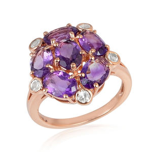 แหวนพลอยอเมทิสต์ชุบทองแหวนเงินสเตอลิง925ดีไซน์หรูหราสำหรับเป็นของขวัญแต่งงาน - Product Image 1