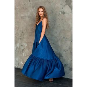 2022 été femmes sans manches longue tenue décontractée nouveau Boho imprimé fleuri dos nu Maxi respirant écologique pour la nuit chaude - Product Image 1