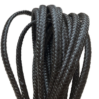 Cordón de cuero trenzado ovalado, alambre de acero inoxidable