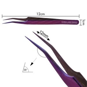 แหนบต่อขนตาสแตนเลสสีม่วง,แหนบต่อขนตา12มม. 35deg โค้งพร้อมโลโก้บริษัทจำนวน - Product Image 5