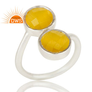 Anillo de Plata de Ley 925 con piedra lunar amarilla Natural, joyería fina, venta al por mayor - Product Image 2