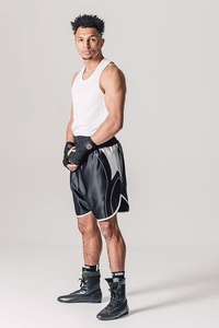 Black and <b>Silver</b> MMA <b>Short</b> Factory Wholesale Plain Stretchy Fight Mma Kick Boxing Muay Thai Martial Arts Fight <b>Shorts</b> - Product Image 3