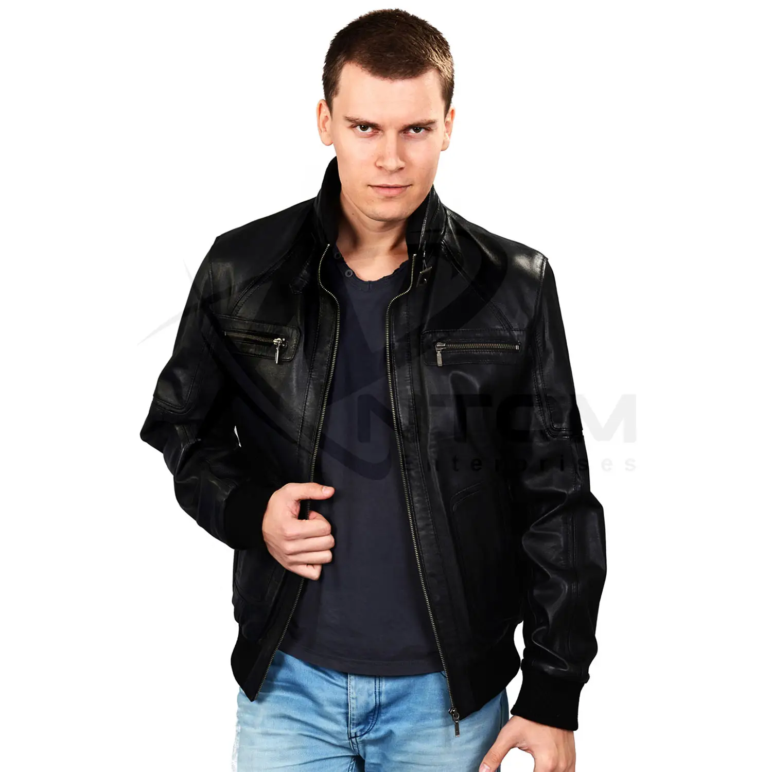 Leather Men's Korean fashion slim and handsome suit leather coat men's flying suit spring and autumn motorcycle leather jacket