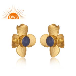 Pendientes de Diseño Floral con Calcedonia Azul Cristalizada 2026, Última Moda, para Fabricantes de Joyería de Diseño Personalizado - Product Image 2